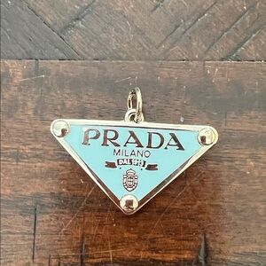 stamped Prada Light Blue Triangle Pendant